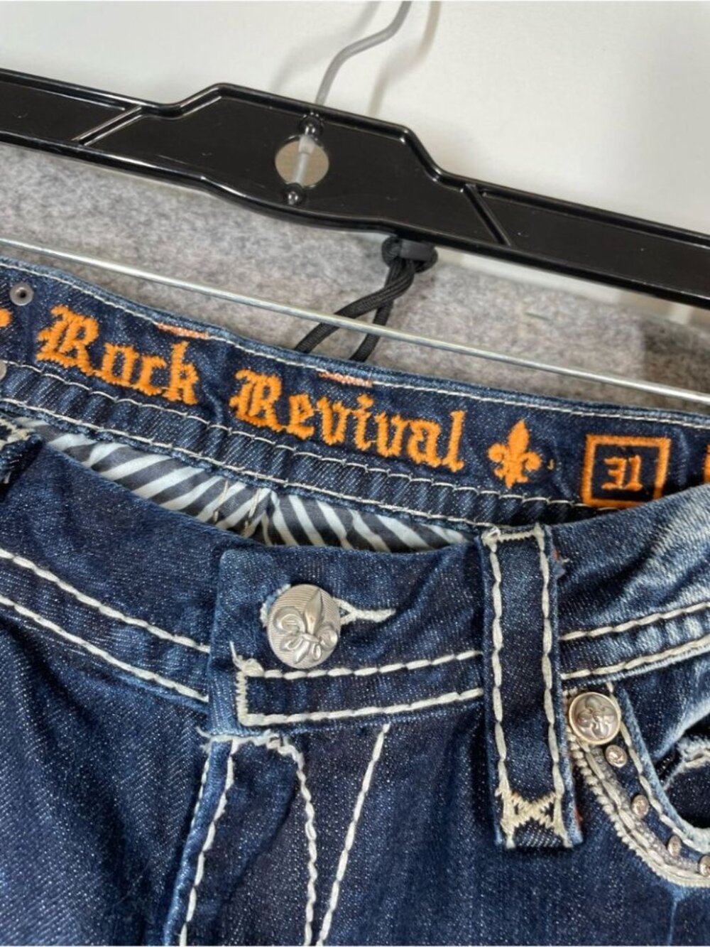 Rock Revival Gloria Boot Jeans Blue 31 Y2K Western Distressed Denim Festival - Picture 5 of 16